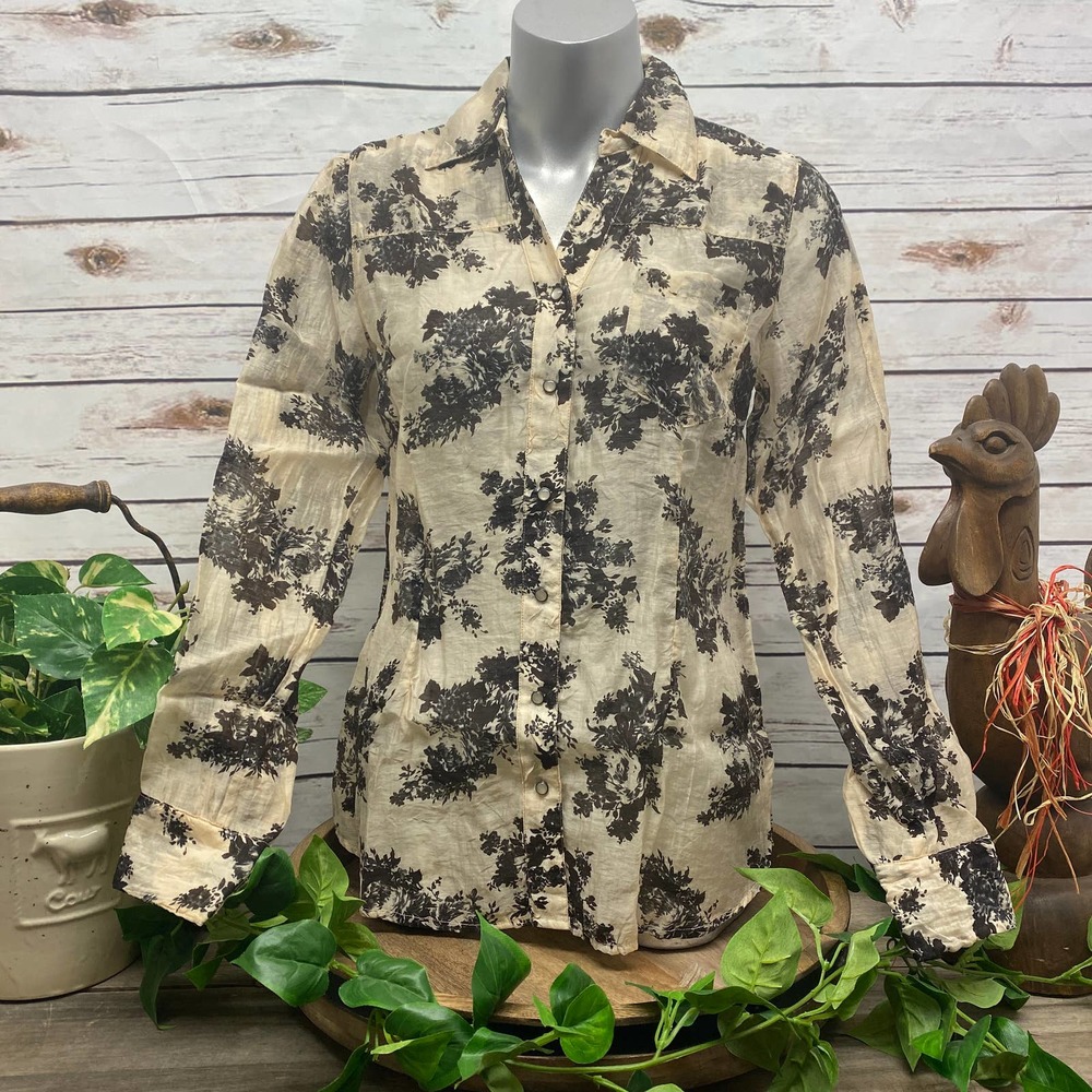 COLDWATER CREEK Long Sleeve Pearl Snap Button Shirt  Western Ranch Cowgirl XS